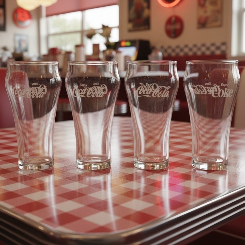 Classic Coca-Cola Enjoy Coke Glasses, Set Of 4,‎ Vintage Glassware, Drinkware